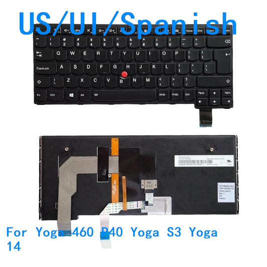 New US UI Spanish Language  Backlit Keyboard For Lenovo Thinkpad Yoga 460 P40 Yoga S3 Yoga 14 Notebook PC Replacement Keyboard Lenovo laptop repair parts