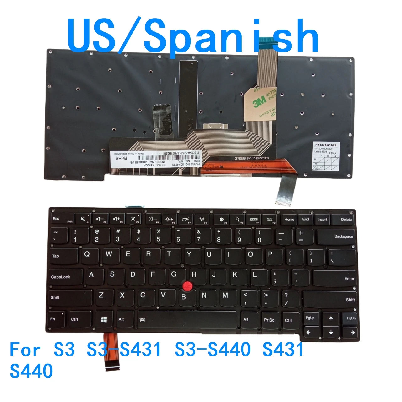 New US Spanish Language  Backlit Keyboard For Lenovo Thinkpad S3 S3-S431 S3-S440 S431 S440 Replacement Keyboard 0C44851 Lenovo laptop repair parts