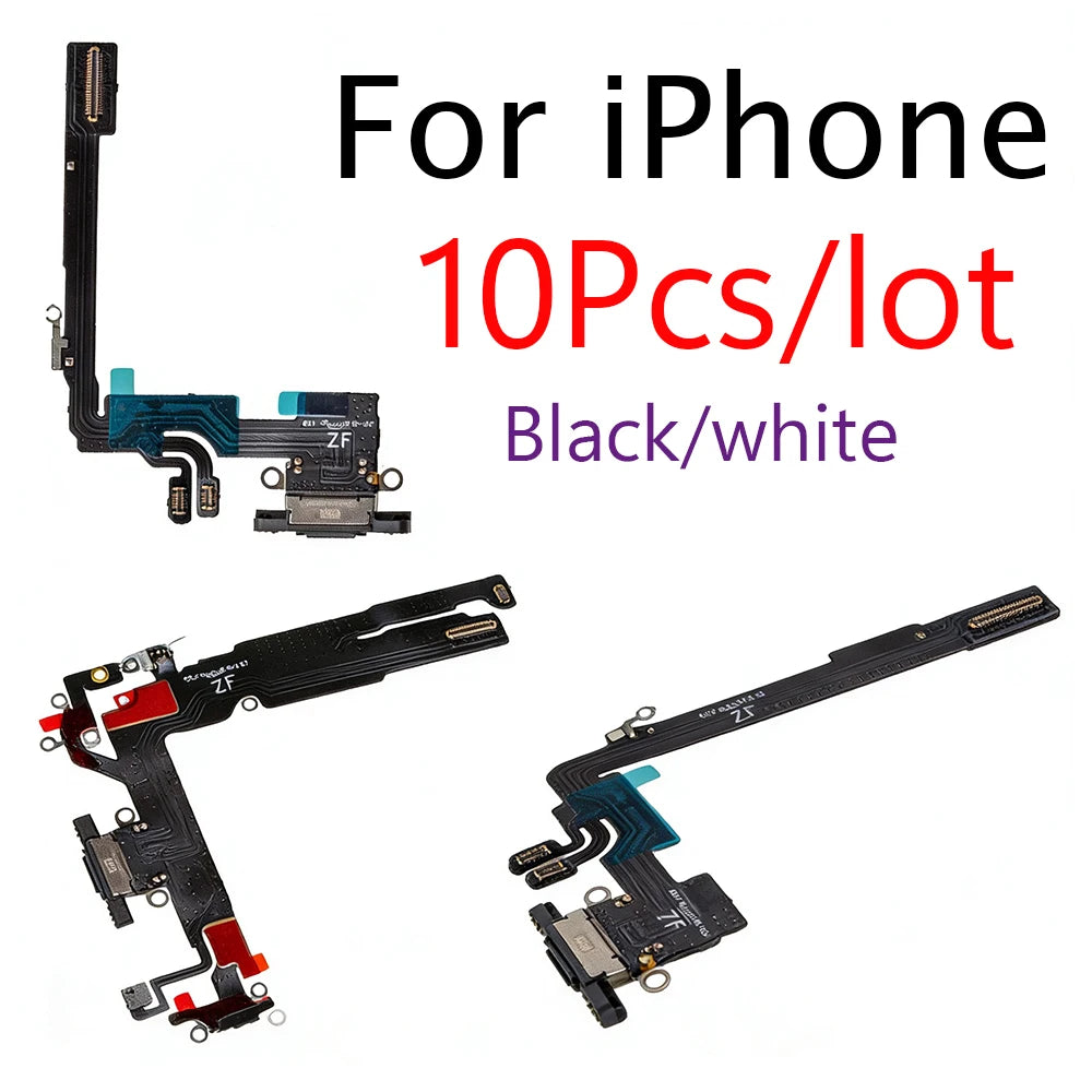 10pcs/lot Charging Port Flex Cable for iPhone 15 Plus 14 Pro Max 13 Mini 12 USB Charger Dock Connector With Microphone Ribbon Re iPhone phone repair parts