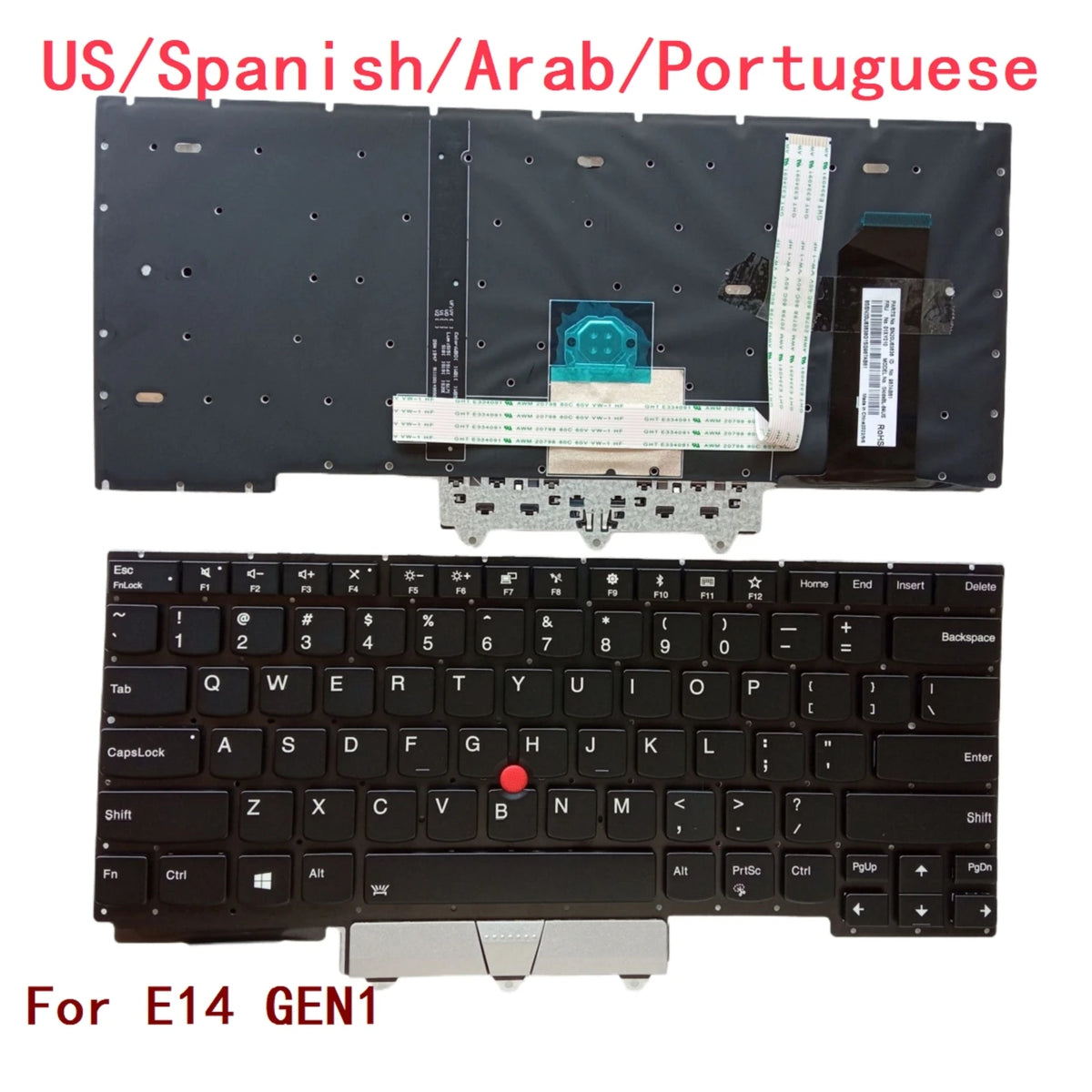 New US Spanish Arab Portuguese Laptop Backlit Keyboard For Lenovo Thinkpad E14 GEN1 Notebook PC Replacement Lenovo laptop repair parts