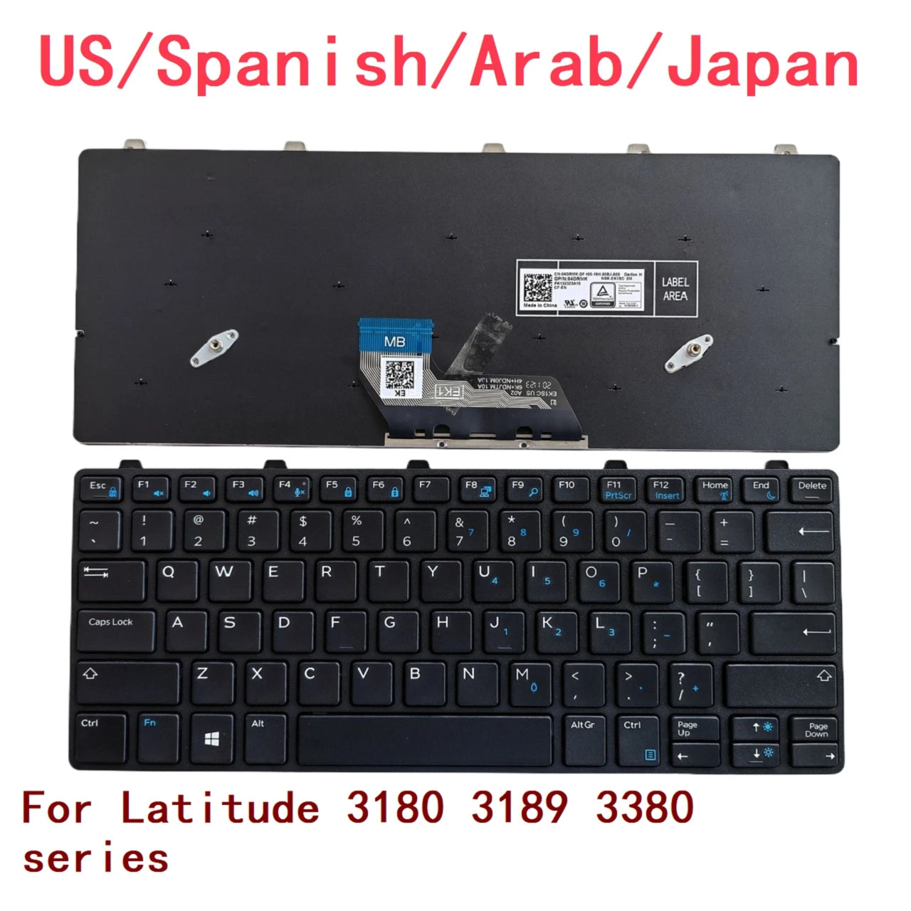 New US Spanish Arab Japan Laptop Keyboard For Dell Latitude 3180 3189 3380 series Notebook PC ReplacementDell laptop repair parts