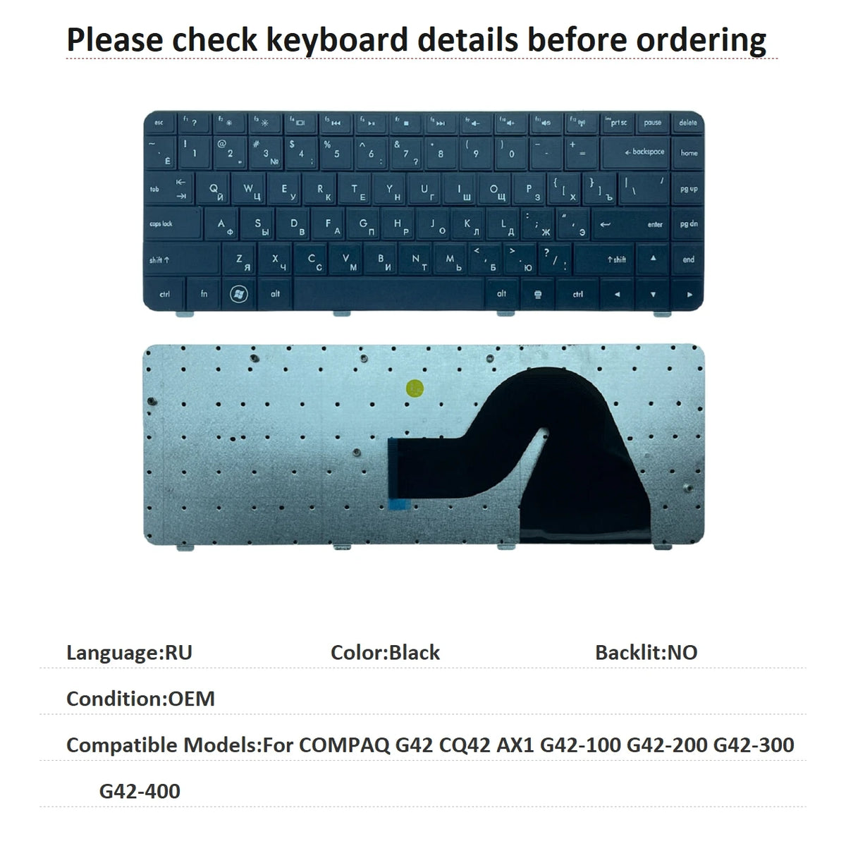New US Russian Spanish Brazil Language  Keyboard For HP COMPAQ G42 CQ42 AX1 G42-100 G42-200 G42-300 G42-400 HP laptop repair parts