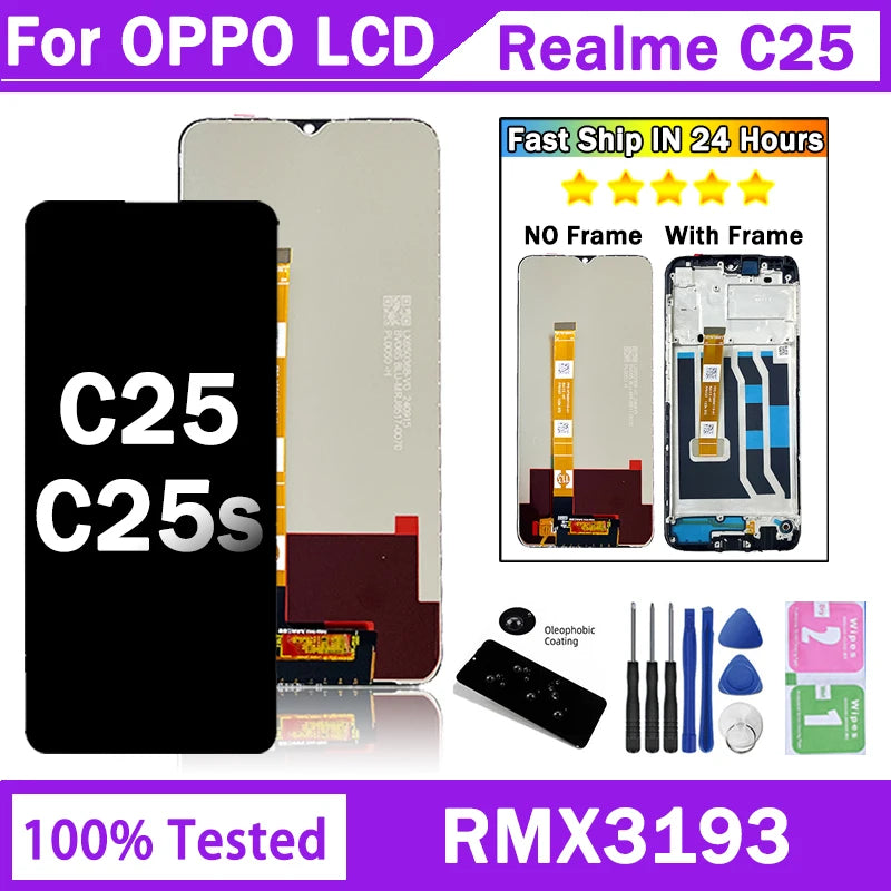 6.5'' Display For OPPO Realme C25 C25s LCD RMX3193,RMX3191,RMX3195, RMX3197 Display Touch Screen Assembly Replacement C25S LCD Oppo phone repair parts Realme phone repair parts