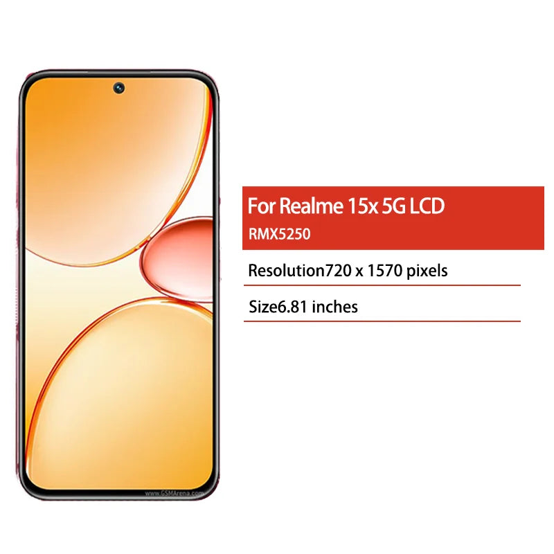 6.81"Screen For Realme 15X 5G MX5250 LCD Display Screen Frame Touch Digitizer For Realme 15x Display With Frame Oppo phone repair parts Realme phone repair parts