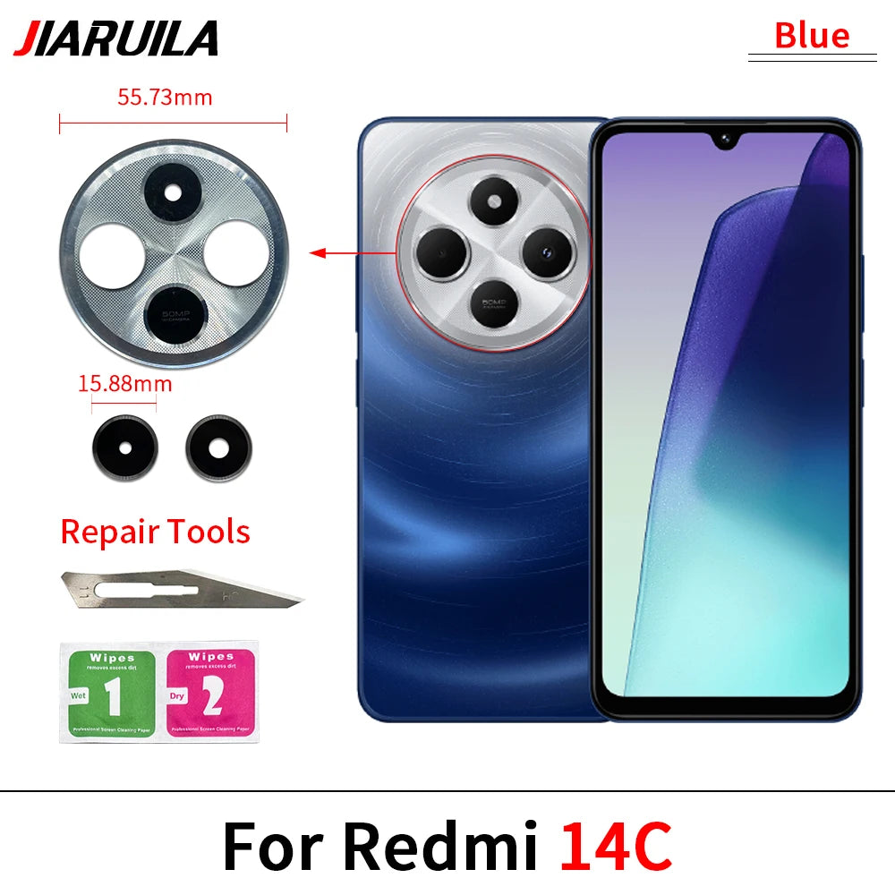 10Pcs, Camera Glass Lens Back Rear Camera Glass Lens with Adhesive For Xiaomi Redmi 12 12C 13 13C 14C 15 15C 4G 5G  Xiaomi  Xiao mi phone repair parts