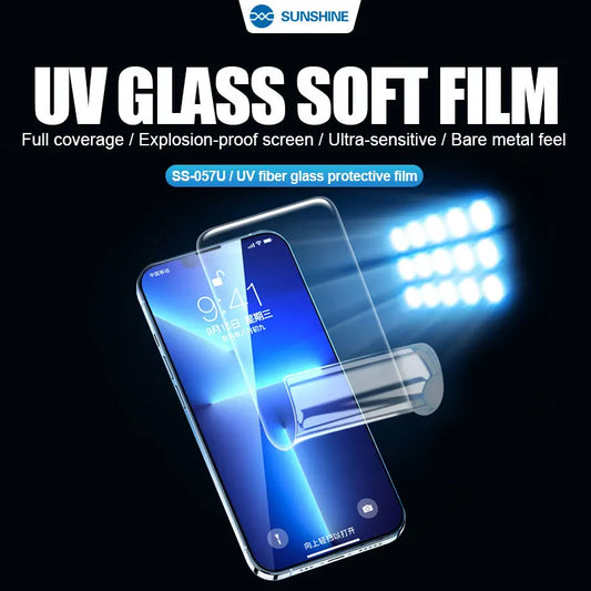 SUNSHINE SS-U300/SS-057U/SS-075UE/SS-075U Hydrogel Film Series, UV Optics Fiber Glass Soft Film, UV Gaming Tempered Protector Professional Repair Tools