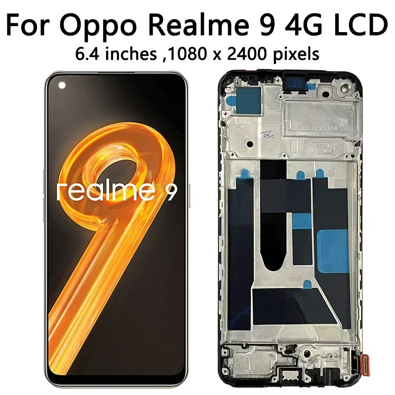 AMOLED For OPPO Realme 9 Realme9 4G/5G RMX3521 RMX3474 LCD Display Touch Screen Digitizer Assembly With Frame Oppo phone repair parts Realme phone repair parts