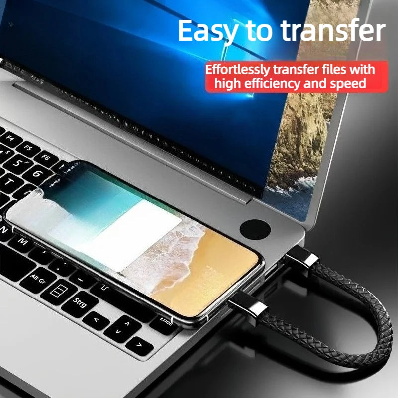 Creative wristband bracelet style Data cable 60W 100W portable dual Type-C Light-ning PD  Super fast charging charger cable