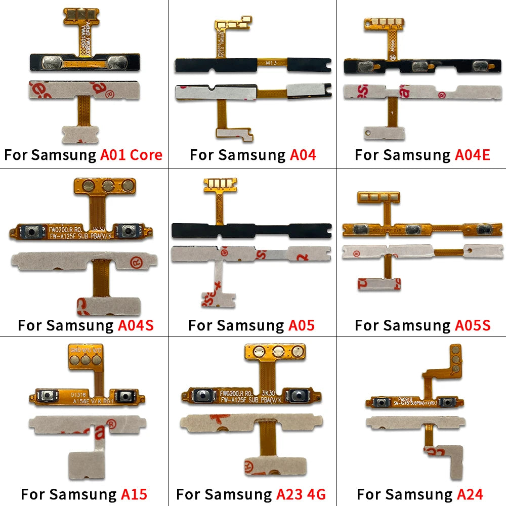 10Pcs, Power On Off Volume Side Button Flex Cable For Samsung A13 A23 A33 A73 A53 A14 A24 A34 A54 A15 A35 A55 A04 A05 A05 4G 5G Samsung phone repair parts