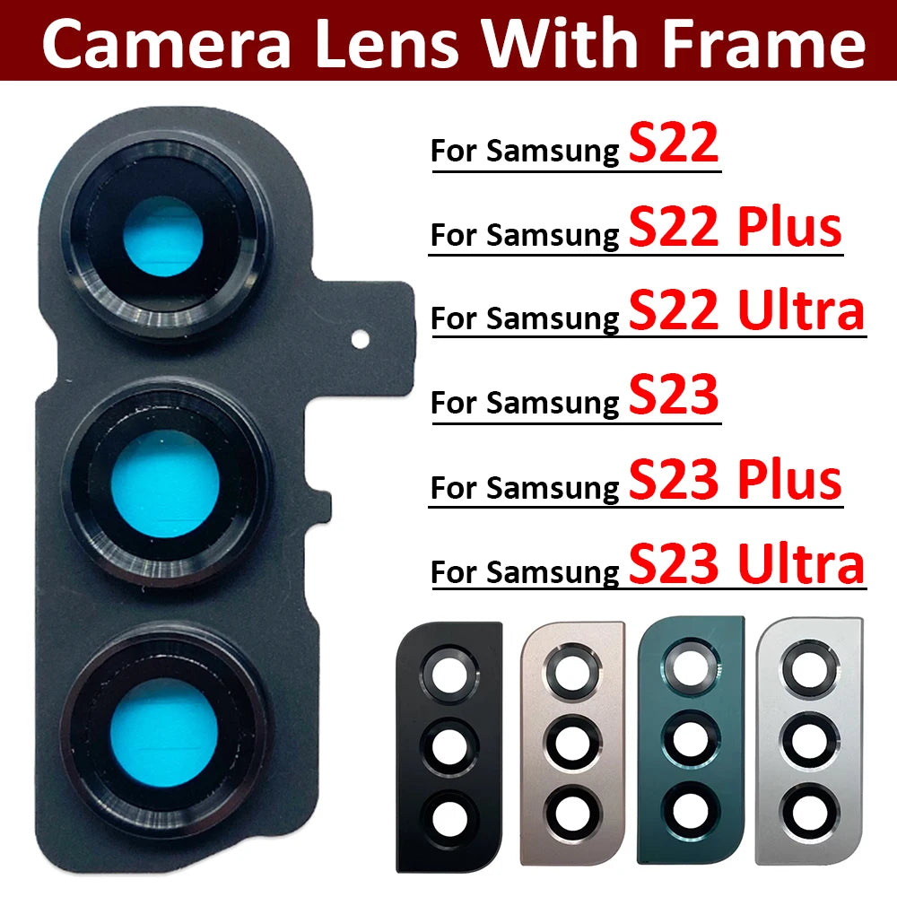 New Housing Back Rear Camera Glass Lens With Cover Frame Holder For Samsung S22 S23 Plus Ultra Samsung phone repair parts