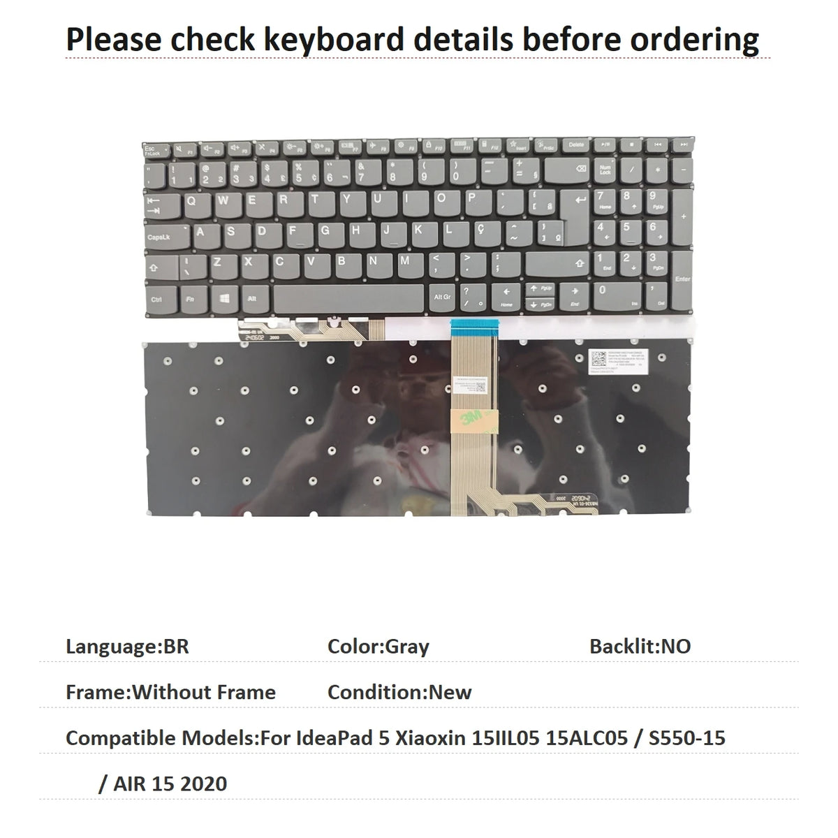 New US Russian Spanish Brazil Language  Backlit Keyboard For Lenovo IdeaPad 5 Xiaoxin 15IIL05 15ALC05 / S550-15 / AIR 15 2020 Lenovo laptop repair parts