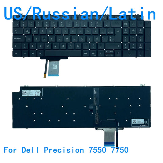 New US Russian Latin Language  Backlit Keyboard For Dell Dell Precision 7550 7750 0713DMDell laptop repair parts