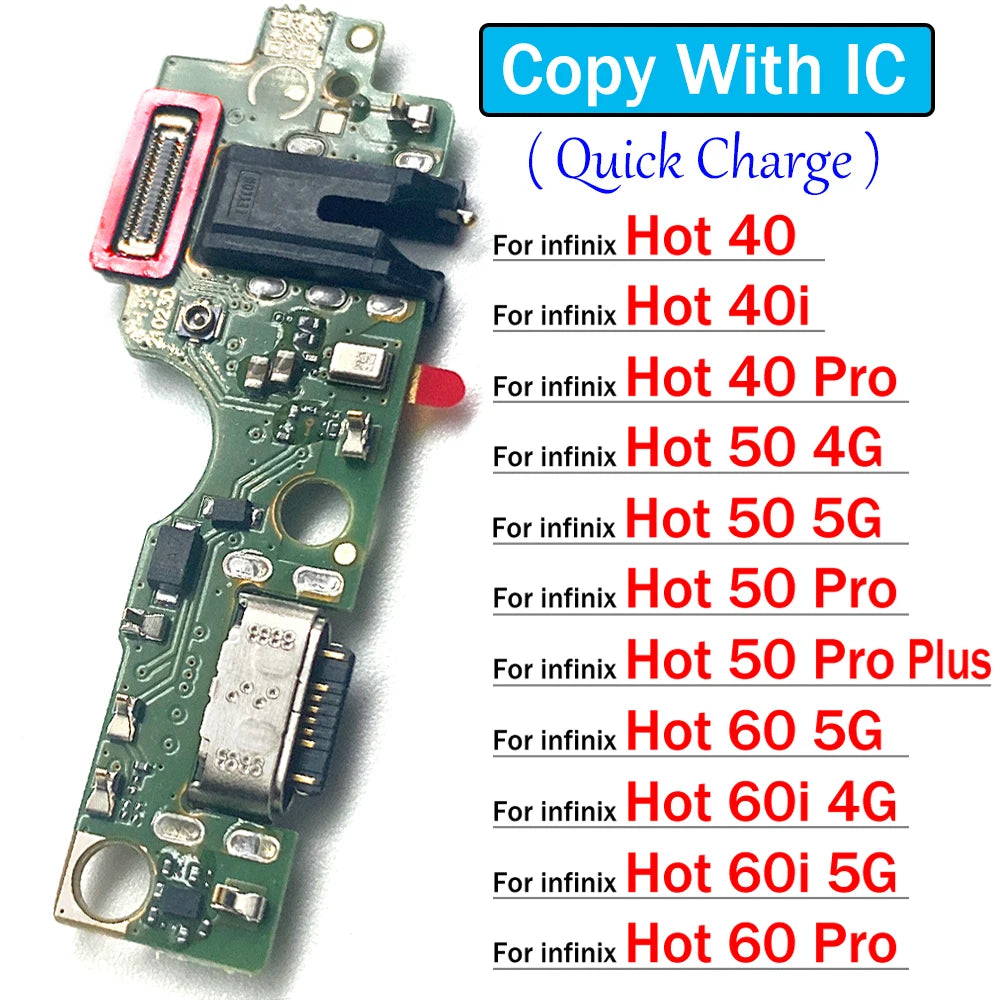 New For Infinix Hot 40 40i 50 50i 60 60i Pro Plus 4G 5G USB Charging Port Dock Charger Plug Connector Board Flex Cable  infinix phone repair parts