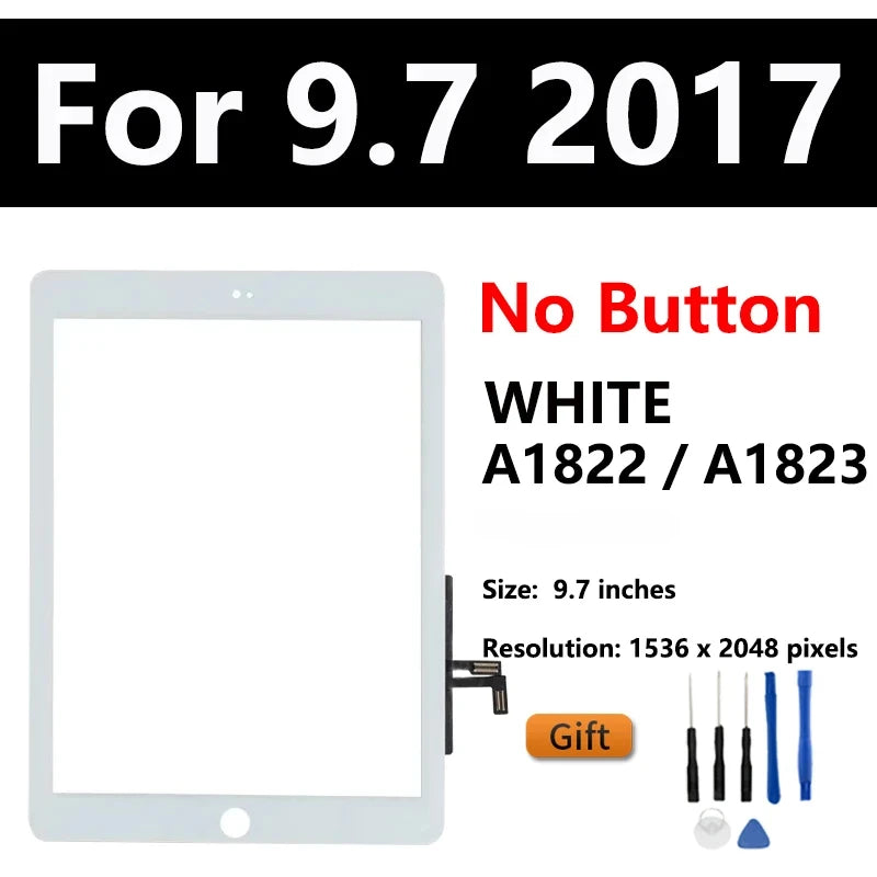 Touch Screen For Apple iPad 5 6 5th 6th A1822 A1893 iPad 9.7 2017 2018 iPad Air 1 2 A1474 A1566 Digitizer Front Glass Display  iPad repair parts