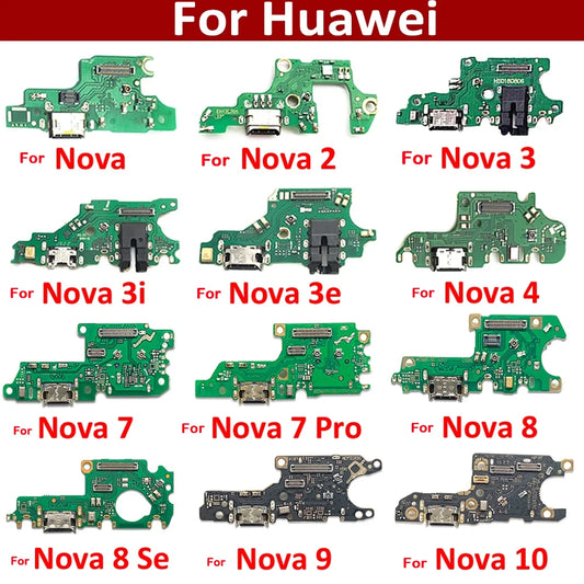 USB Charging Charger Port Dock Connector Flex Cable Microphone For Huawei Nova 2 Plus 2S 3 3i 3e 4 4e 5 5i 7 8 9 10 Pro 5G SE Huawei phone repair parts