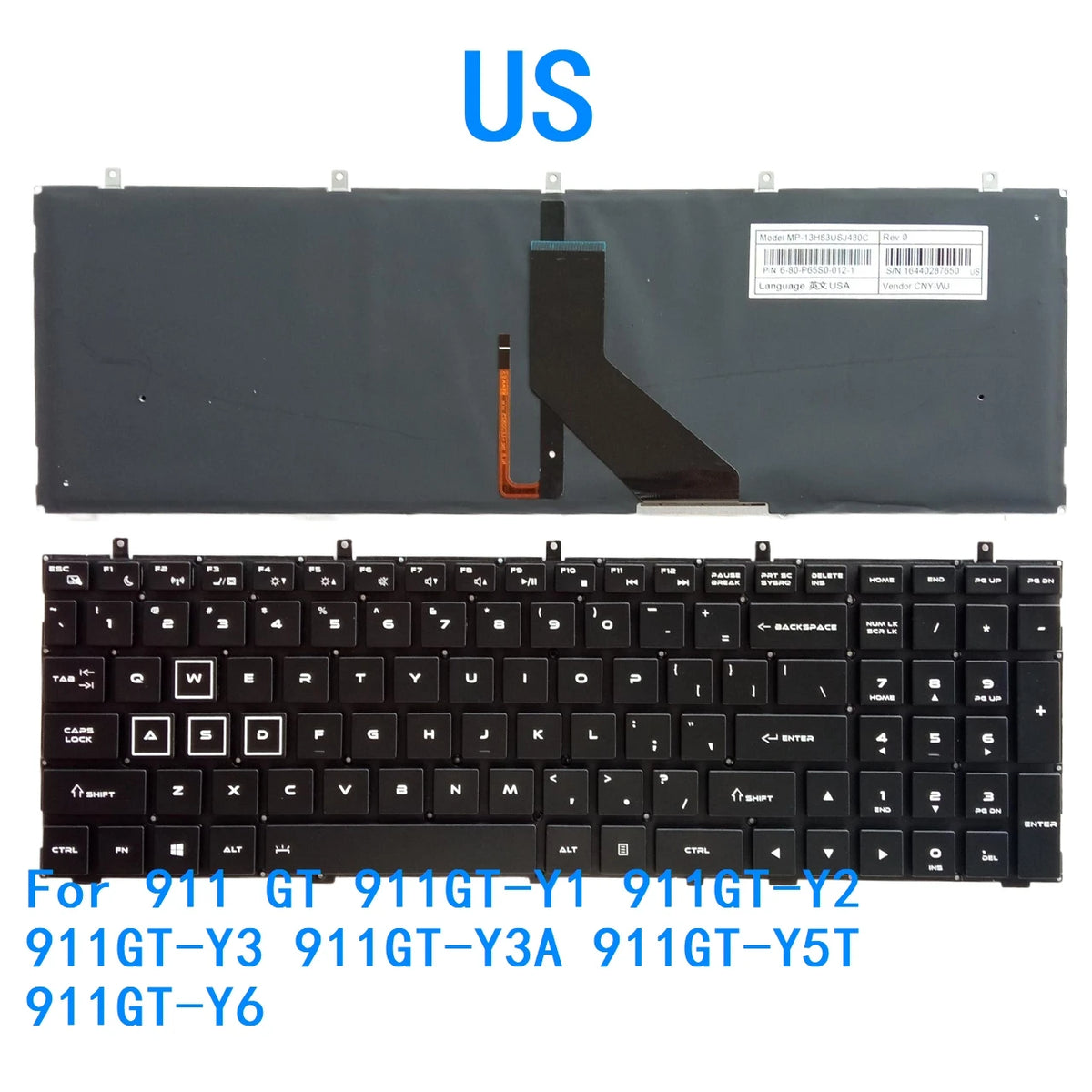 New US Language Backlit Keyboard For ThundeRobot 911 GT 911GT-Y1 911GT-Y2 911GT-Y3 911GT-Y3A 911GT-Y5T 911GT-Y6 Keyboard