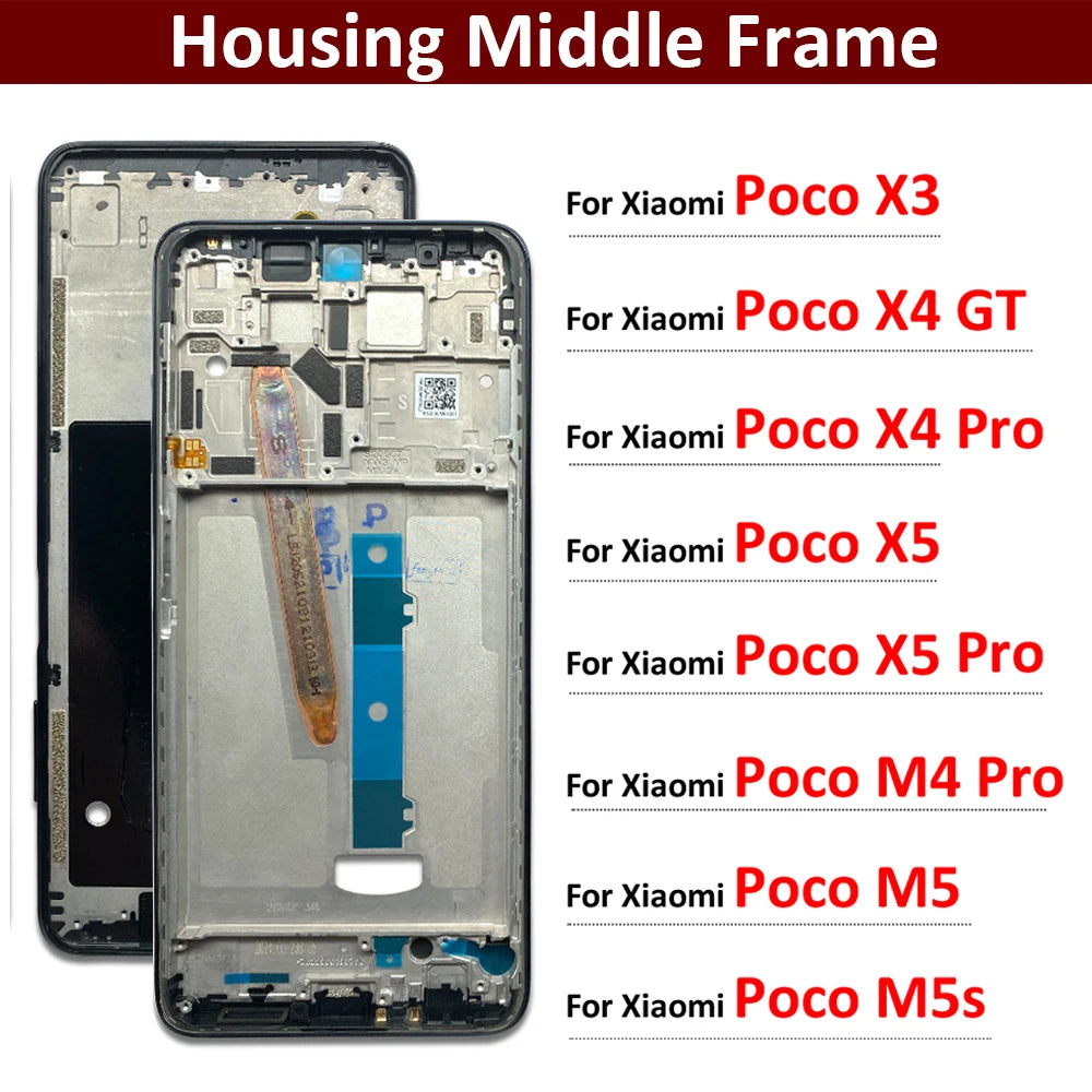 New Housing Middle Frame Bezel Middle Frame For Xiaomi Poco X3 X4 GT X5 M4 M5 Pro 4G 5G M5s Replacement Parts  Xiaomi  Xiao mi phone repair parts