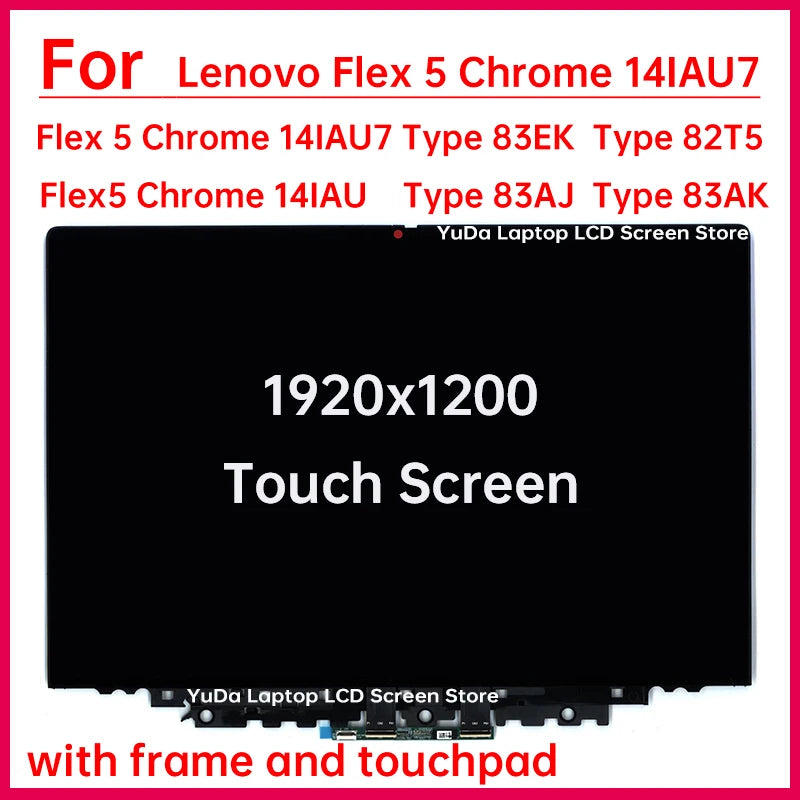 14" Laptop LCD Touch Screen For Lenovo IP Flex 5 Chrome 14IAU7 Type 82T5 83EK Display Digitizer Assembly Replacement 1920x1200 Lenovo laptop repair parts