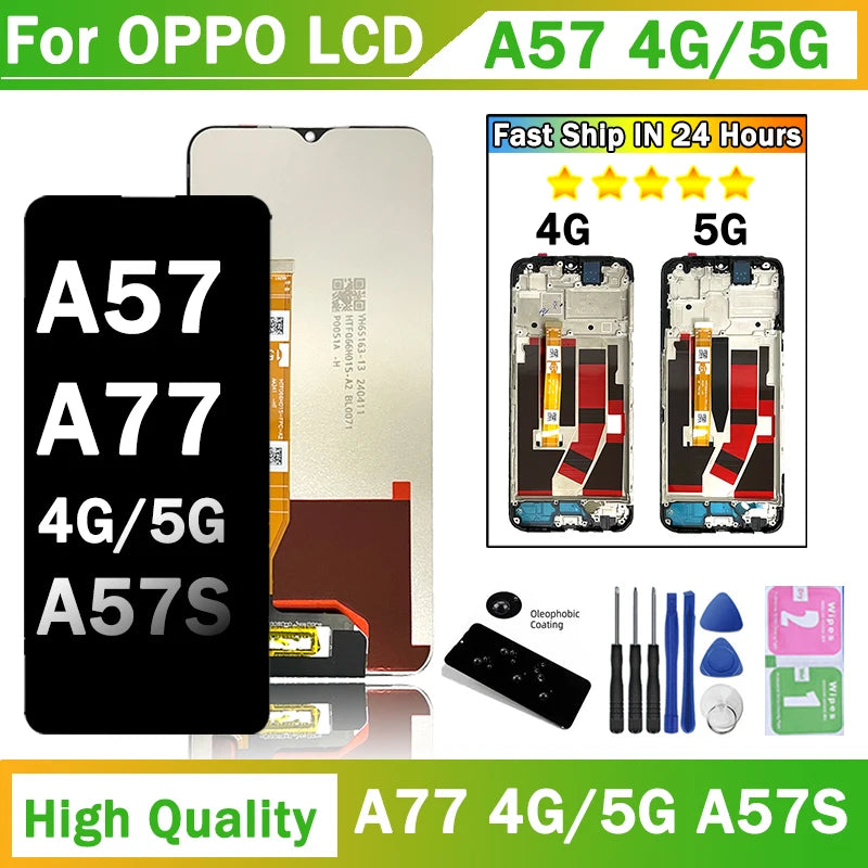 Tested For Oppo A57/A77 4G CPH2387 2385 LCD A57S Display Screen+Touch Panel Digitizer For Oppo A57/A77 5G PFTM20 CPH2339 LCD Oppo phone repair parts Realme phone repair parts