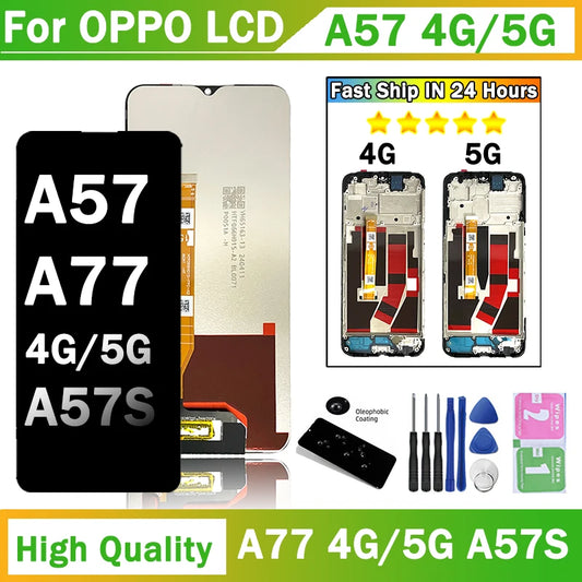 Tested For Oppo A57/A77 4G CPH2387 2385 LCD A57S Display Screen+Touch Panel Digitizer For Oppo A57/A77 5G PFTM20 CPH2339 LCD Oppo phone repair parts Realme phone repair parts
