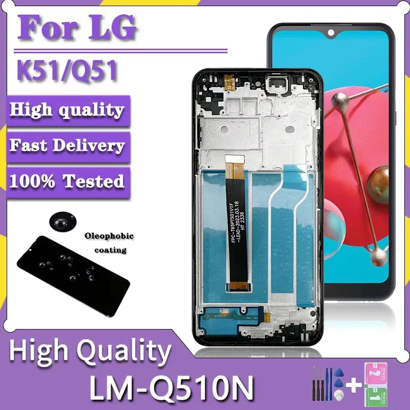 6.5"OEM For LG K51 K500 K500UM LCD Display Touch Screen Digitizer Assembly For LG Q51 LM-Q510N Display Frame LG phone repair parts