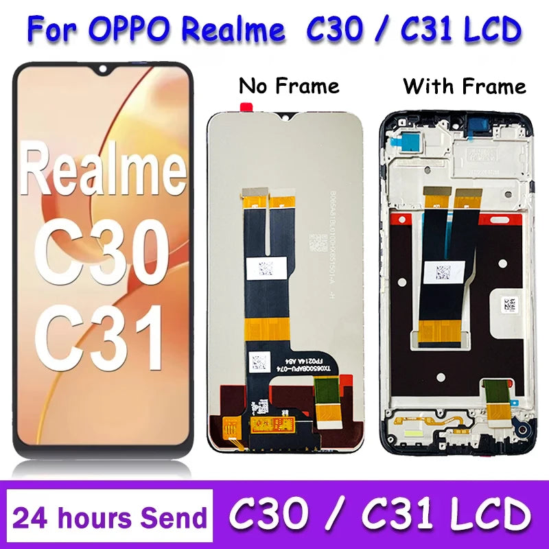 6.5" inch For OPPO Realme C30 LCD RMX3581 LCD Display Screen Touch Panel Digitizer For Realme C31 LCD Frame RMX3501 Display Oppo phone repair parts Realme phone repair parts