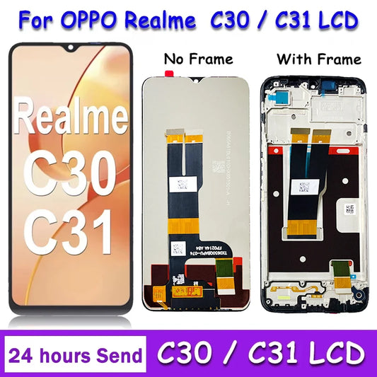 6.5" inch For OPPO Realme C30 LCD RMX3581 LCD Display Screen Touch Panel Digitizer For Realme C31 LCD Frame RMX3501 Display Oppo phone repair parts Realme phone repair parts