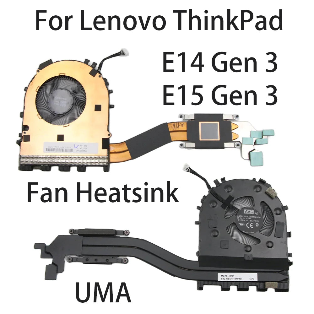 Original For Lenovo ThinkPad E14 Gen 3 E15 Gen 3 Laptop Fan Heatsink CPU Cooler Cooling Fan HE430 FRU:5H41B77193 5H41B77192 UMA Lenovo laptop repair parts