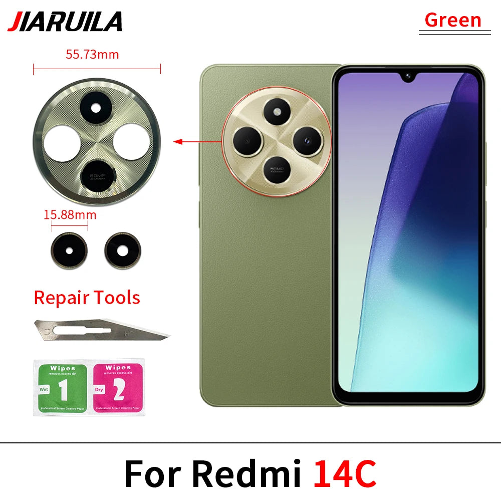 10Pcs, Camera Glass Lens Back Rear Camera Glass Lens with Adhesive For Xiaomi Redmi 12 12C 13 13C 14C 15 15C 4G 5G  Xiaomi  Xiao mi phone repair parts