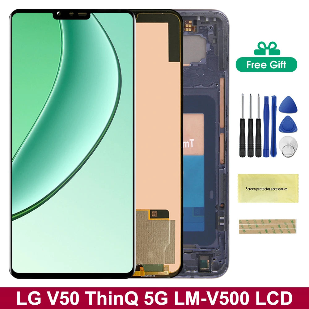 6.4" OEM  For LG V50 ThinQ 5G LCD V500 V500N V500EM Display Touch Screen Digitizer For LG V50 LCD With Frame 100% Tested LG phone repair parts