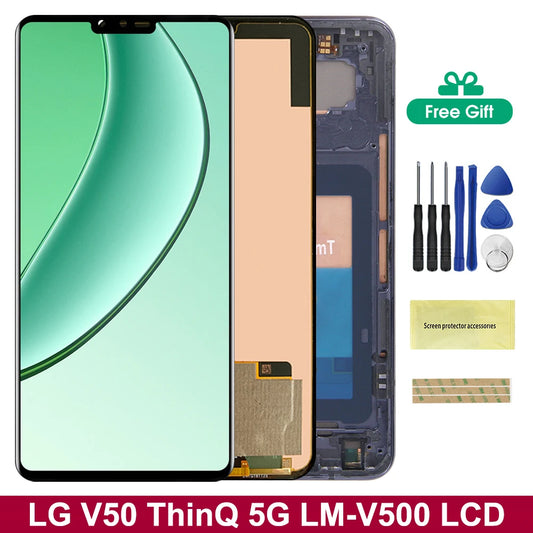 6.4" OEM  For LG V50 ThinQ 5G LCD V500 V500N V500EM Display Touch Screen Digitizer For LG V50 LCD With Frame 100% Tested LG phone repair parts