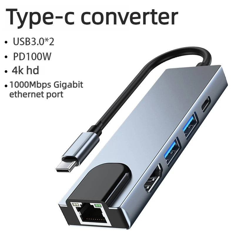 8K 4K 2K 30/60/240Hz USB Type C Docking Station to HDMI VGA RJ45 Adapter USB 3.0 HUB Splitter For Laptop phone Laptop Accessories