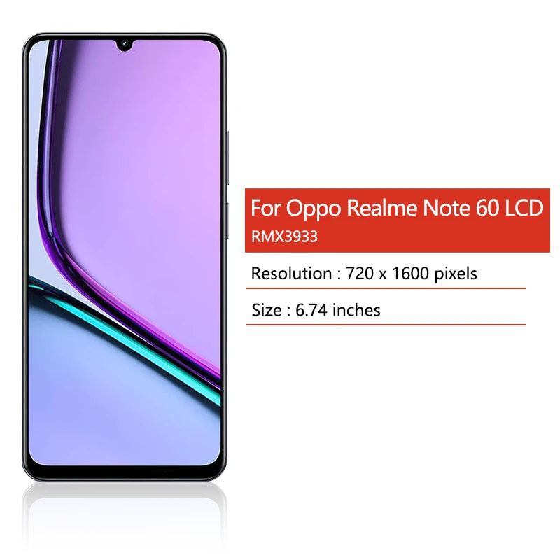 6.74"For Oppo Realme Note 60 Display For Realme Note60 RMX3933 LCD Display Touch Screen Digitizer Assembly Replacement  Oppo phone repair parts