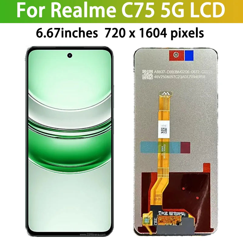 6.67" AAA+ for Realme C75 5G RMX3943 Lcd Display Touch Screen Digitizer Assembly for Realme C75 Display Replacement Oppo phone repair parts Realme phone repair parts
