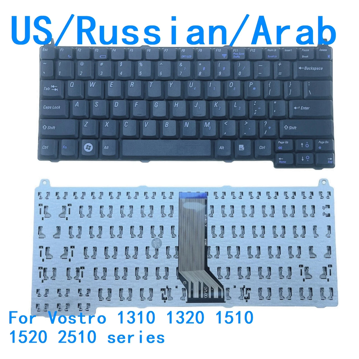 New US Russian Arab language  Keyboard For Dell Vostro 1310 1320 1510 1520 2510 series Replacement Keyboard PK1305E0640Dell laptop repair parts
