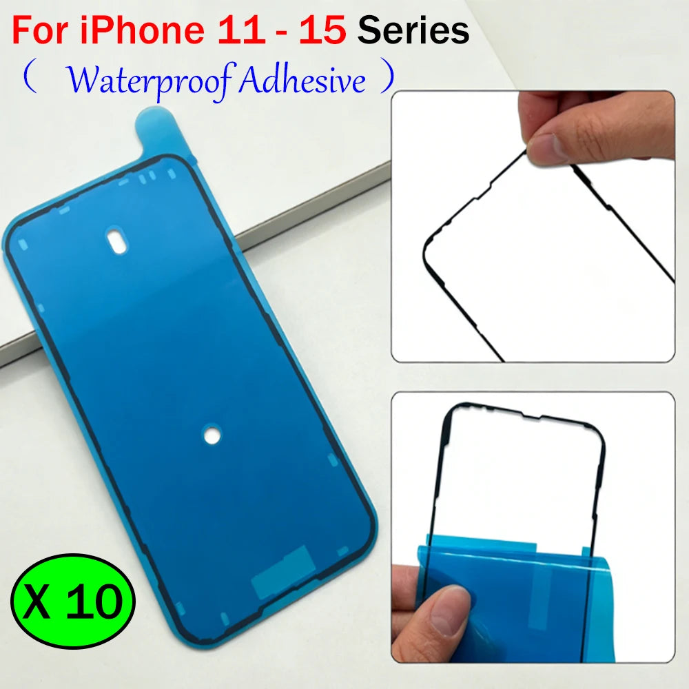10Pcs Waterproof Sticker For iPhone 11 12 13 14 15 16 17 Pro Max Plus Adhesive LCD Screen Frame Seal Tape Repair Parts iPhone phone repair parts