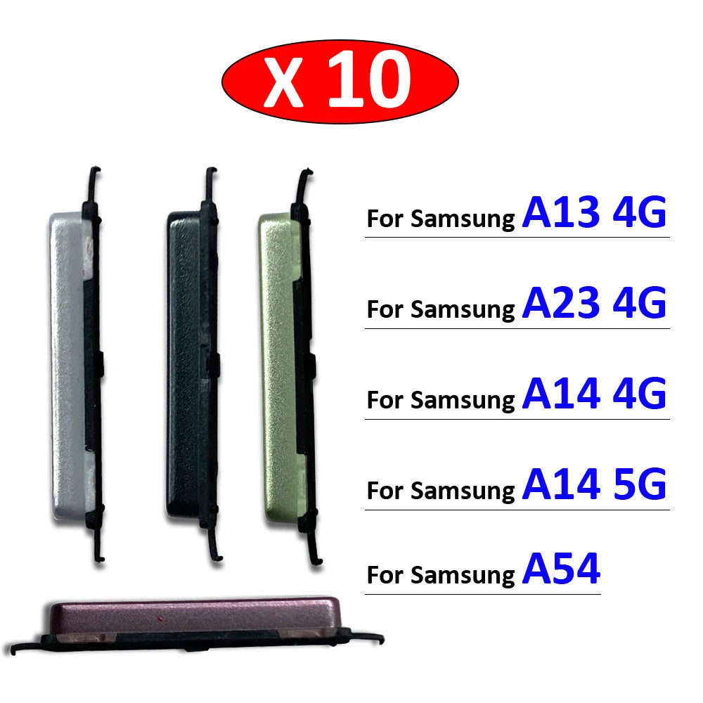10Pcs, New For Samsung A13 A14 A23 A54 5G Side Volume Button + Power ON / OFF Buttton Key Set Replacement Parts Samsung phone repair parts