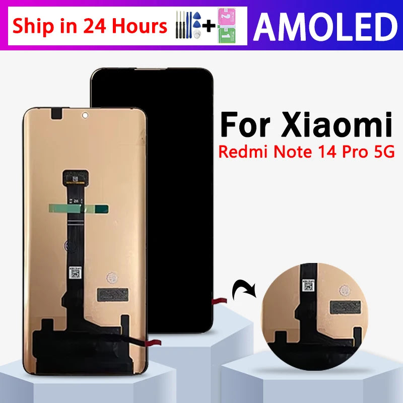 24090RA29G Premium Lcd For Xiaomi Redmi Note 14 Pro 5G Display Touch Screen Digitizer Panel Assembly With Fingerprint Xiaomi phone repair parts