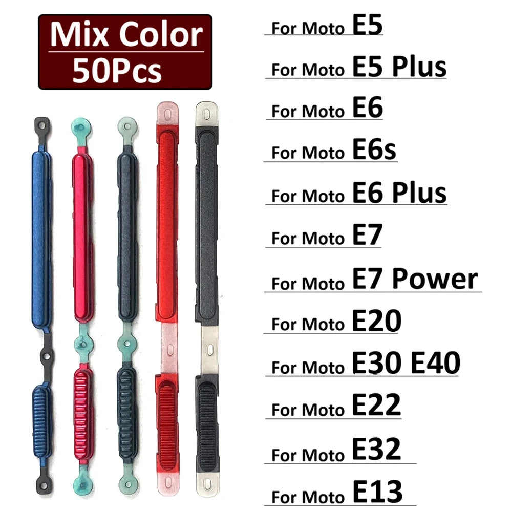 50Pcs, For Motorola Moto E5 E6 E6s Plus E7 Power E20 E30 E40 E13 E32 E22 Side Key Power and Volume Button Replacement Parts Motorola phone repair parts