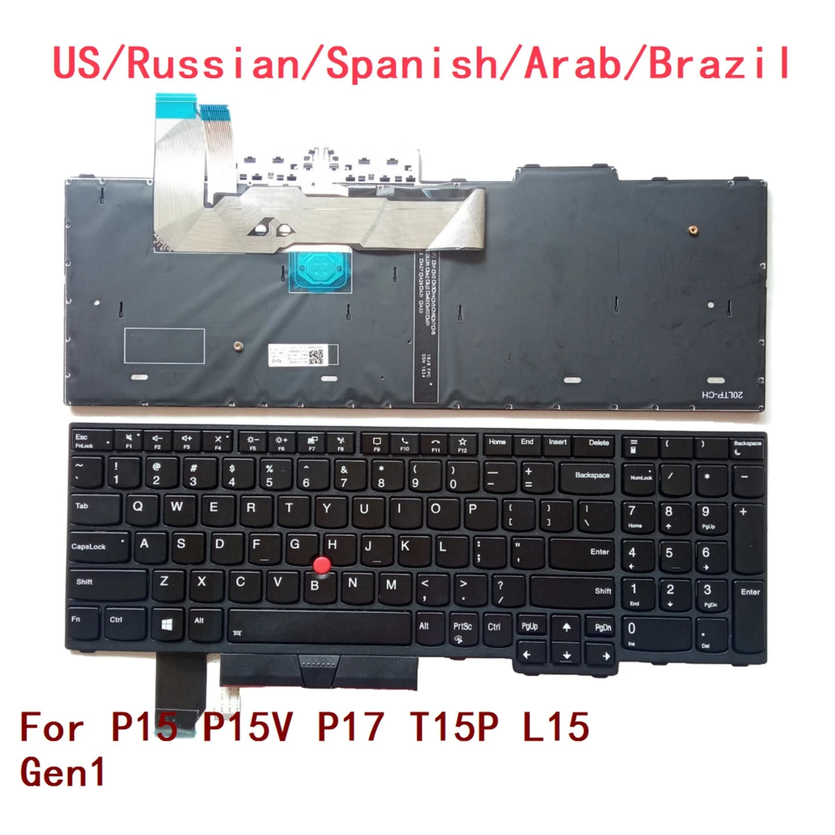 New US Russian Spanish Arab Brazil Laptop Backlit Keyboard For Lenovo Thinkpad P15 P15V P17 T15P L15 Gen1 5N21D93876 5N21D93720 Lenovo laptop repair parts