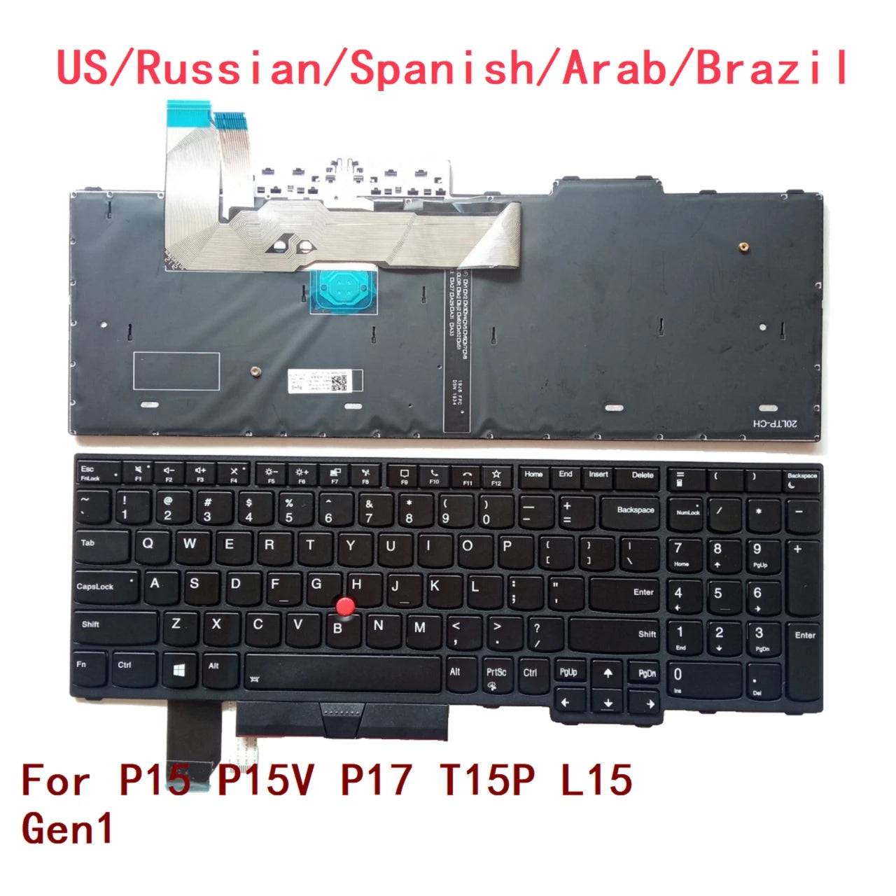 New US Russian Spanish Arab Brazil Laptop Backlit Keyboard For Lenovo Thinkpad P15 P15V P17 T15P L15 Gen1 5N21D93876 5N21D93720 Lenovo laptop repair parts