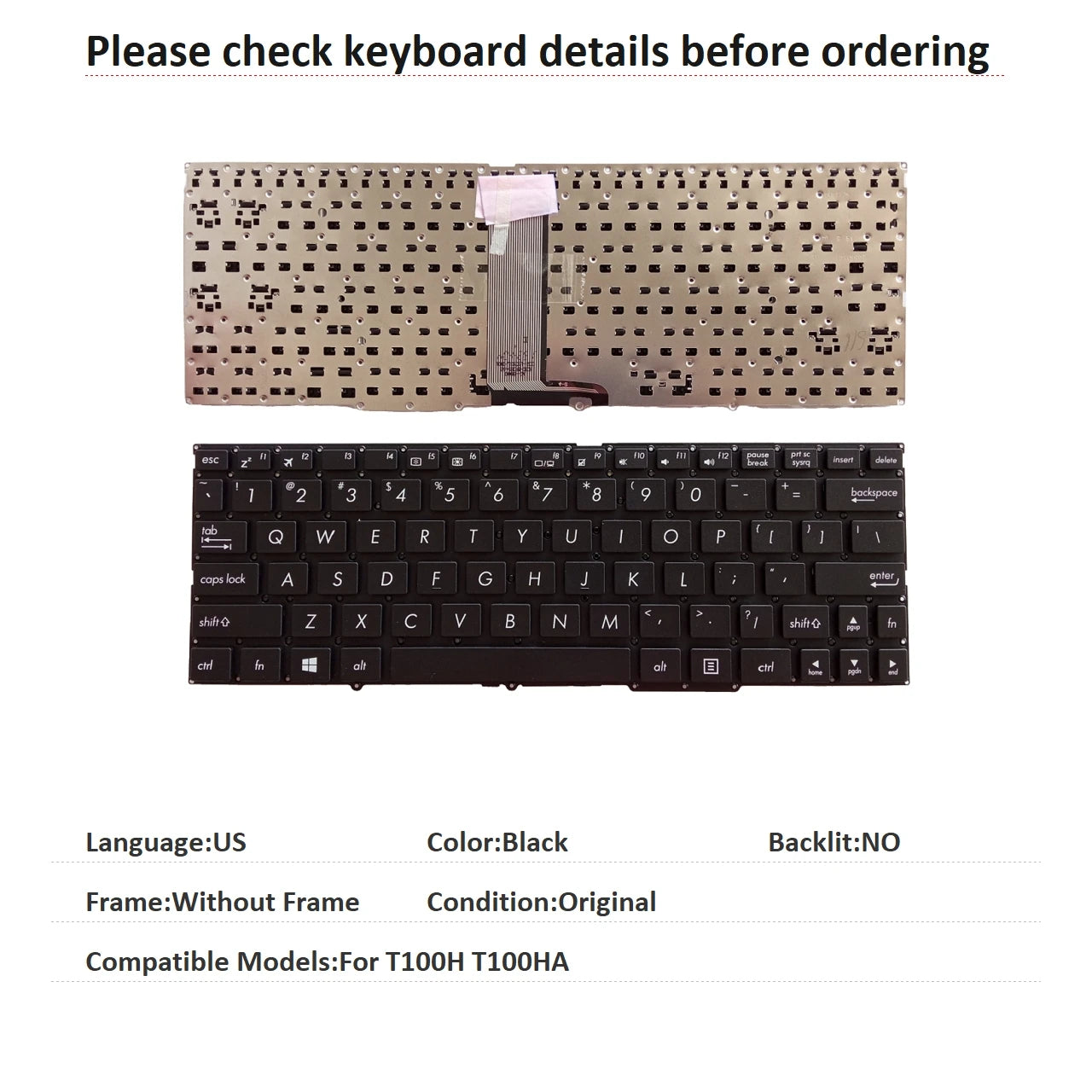 New US Language  Keyboard For ASUS T100H T100HA Notebook PC Replacement Keyboard ASUS laptop repair parts