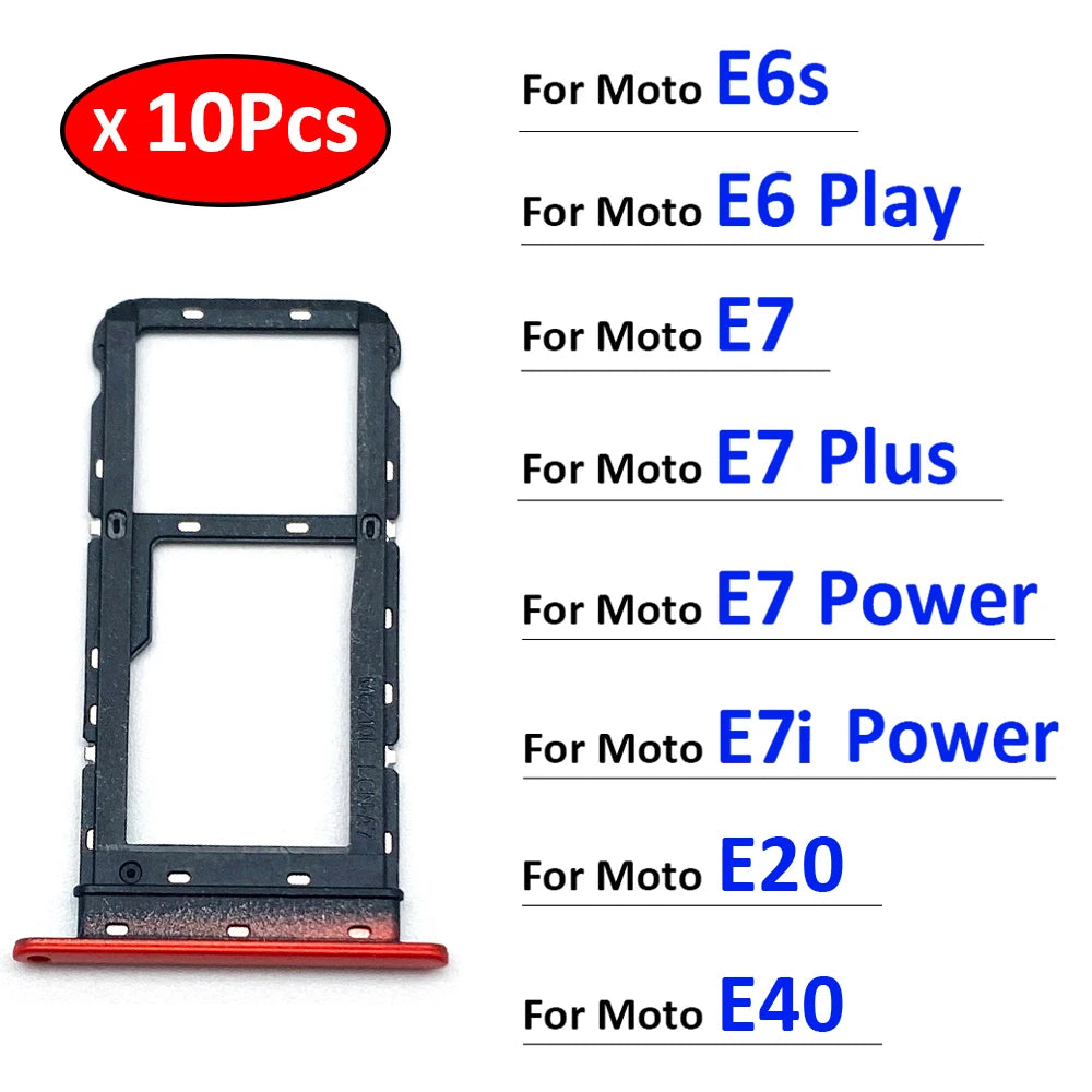 10Pcs/Lot, New For Motorola Moto E6 Play E6s E7 Plus E7i Power E20 E40 SIM Card Tray Slot Holder Adapter Accessories Motorola phone repair parts