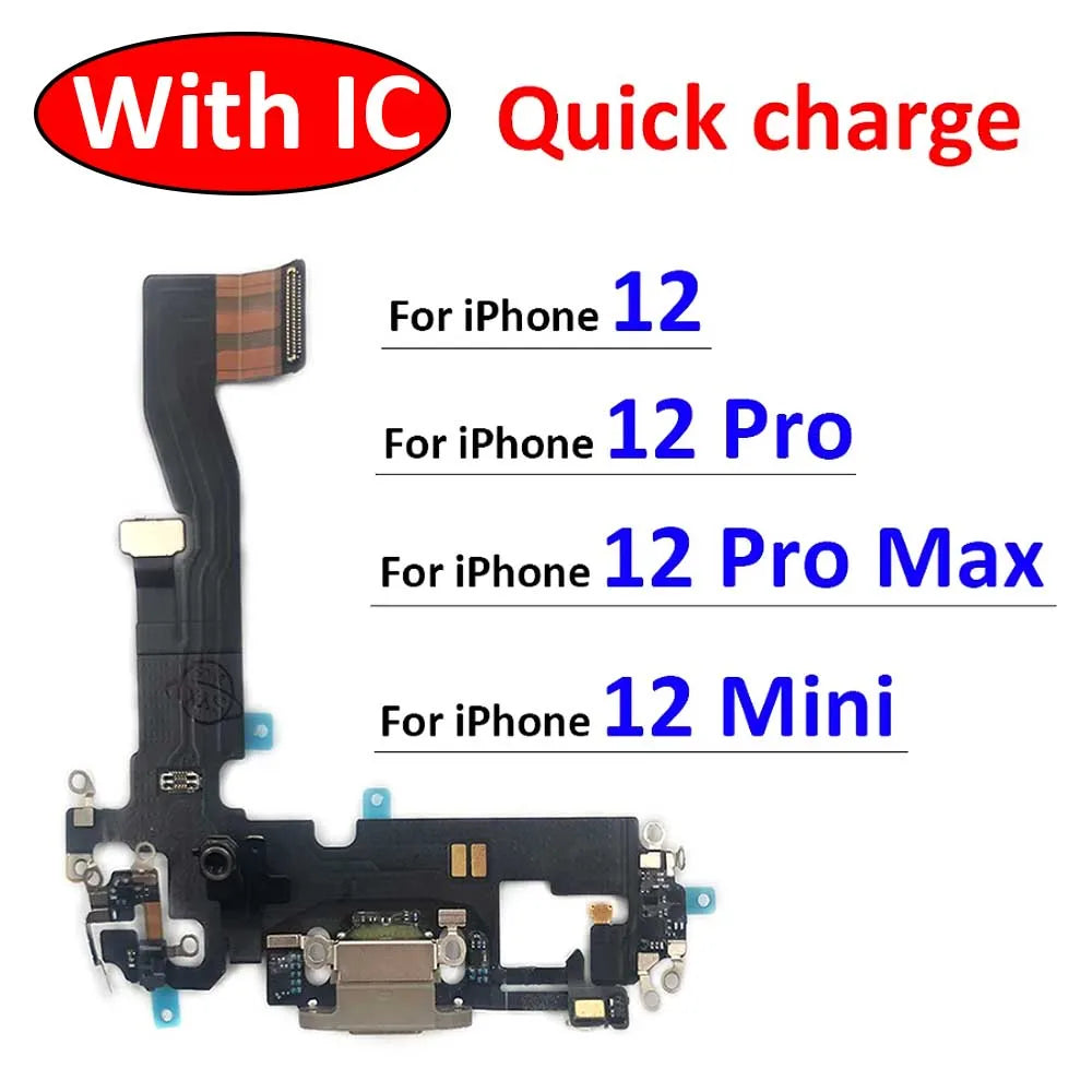 New USB Charging Port Charger Board Flex Cable For iPhone 12 Pro Max 12 mini Dock Plug Connector With Microphone iPhone phone repair parts