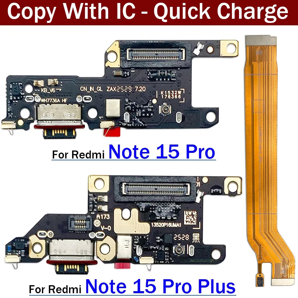 Dock Connector Micro USB Charger Charging Port Microphone Main Board Flex Cable For XIaomi Redmi Note 15 Pro Plus 4G 5G  Xiaomi  Xiao mi phone repair parts