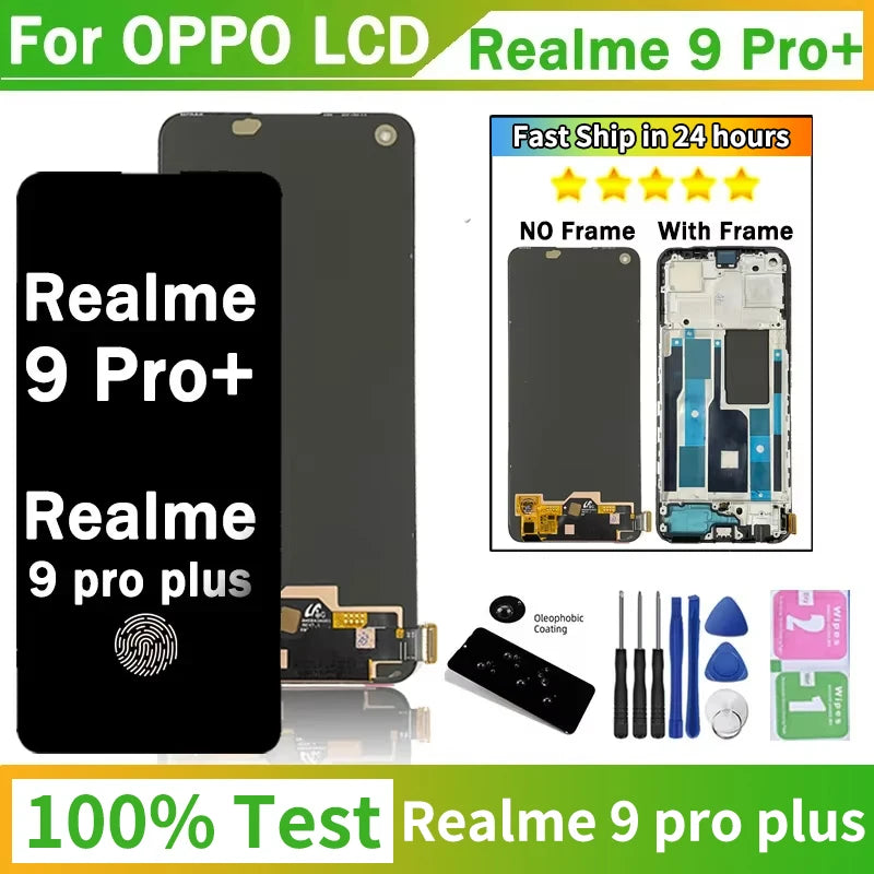 6.4 “For OPPO Realme 9 Pro+ RMX3392, RMX3393 LCD Display Touch Panel Screen Digiziter For Realme 9 Pro 9Pro Plus LCD Frame Oppo phone repair parts Realme phone repair parts
