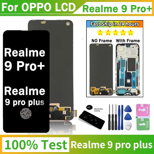 6.4 “For OPPO Realme 9 Pro+ RMX3392, RMX3393 LCD Display Touch Panel Screen Digiziter For Realme 9 Pro 9Pro Plus LCD Frame Oppo phone repair parts Realme phone repair parts