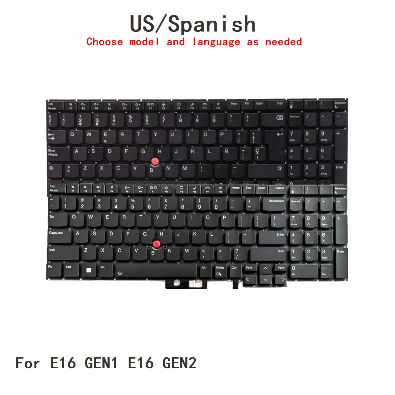 New US Spanish Language  Backlit Keyboard For Lenovo Thinkpad E16 GEN1 E16 GEN2 Notebook PC Replacement Keyboard Lenovo laptop repair parts