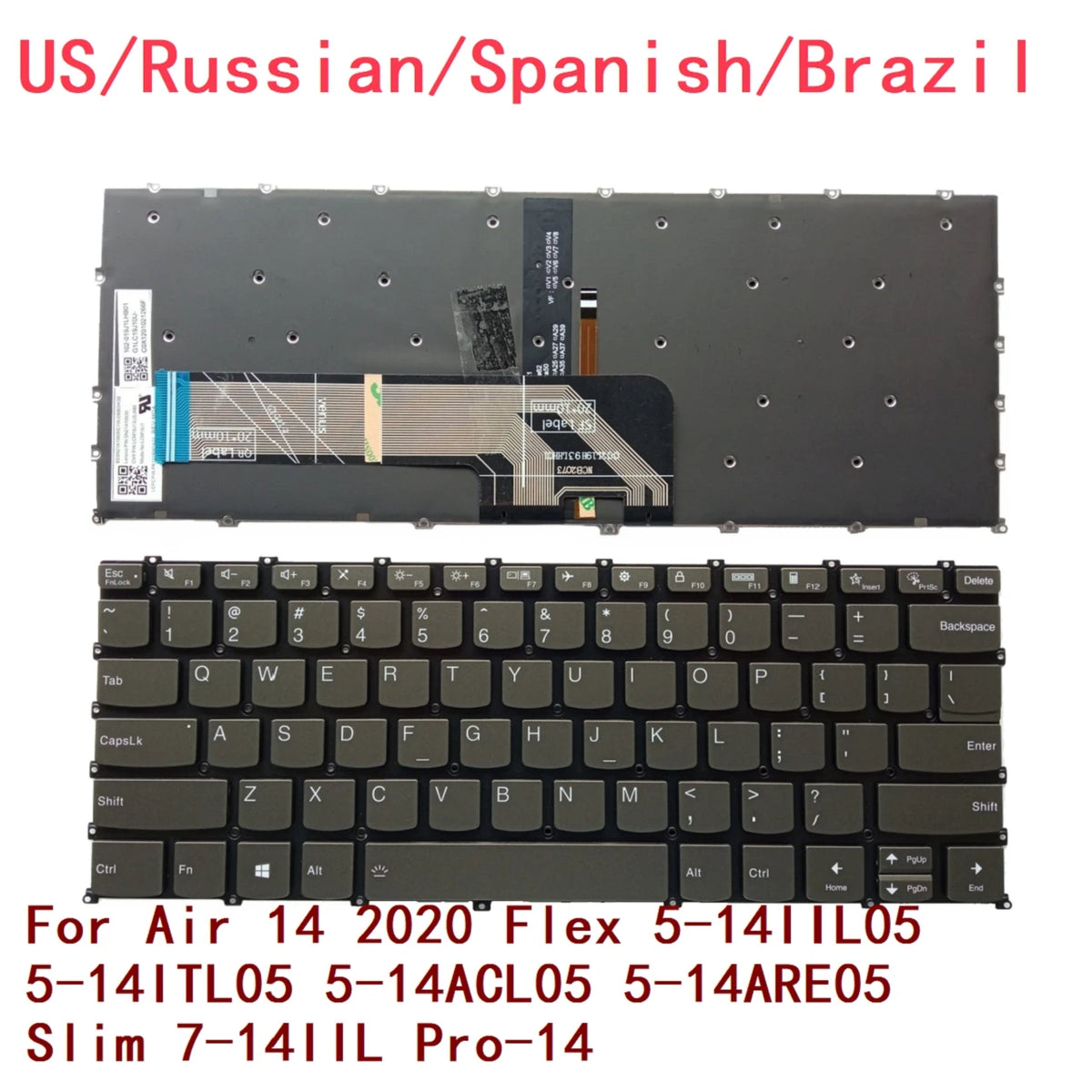 US RU SP BR Backlit Keyboard For Lenovo Air 14 2020 Flex 5-14IIL05 5-14ITL05 5-14ACL05 5-14ARE05 Slim 7-14IIL Pro-14 Lenovo laptop repair parts