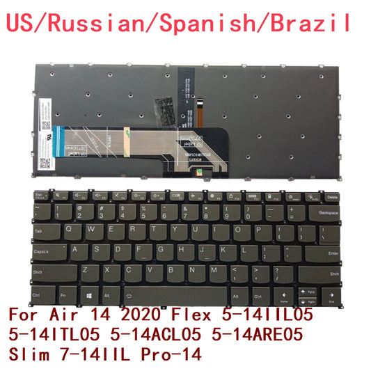 US RU SP BR Backlit Keyboard For Lenovo Air 14 2020 Flex 5-14IIL05 5-14ITL05 5-14ACL05 5-14ARE05 Slim 7-14IIL Pro-14 Lenovo laptop repair parts